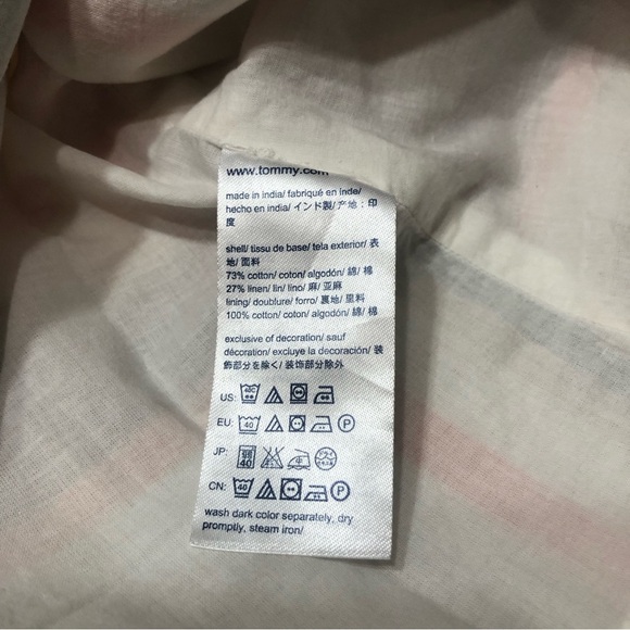 Tommy Hilfiger Cotton Linen Blend Check Sleeveless Tie A-Line Buttoned Dress S/P - Picture 13 of 13